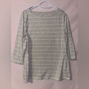 Elegant Gray Striped Long Sleeve Top